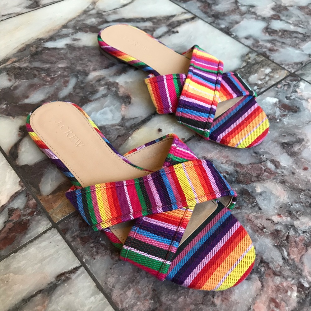 J.Crew Multicolor Criss Cross Striped Sandals 6